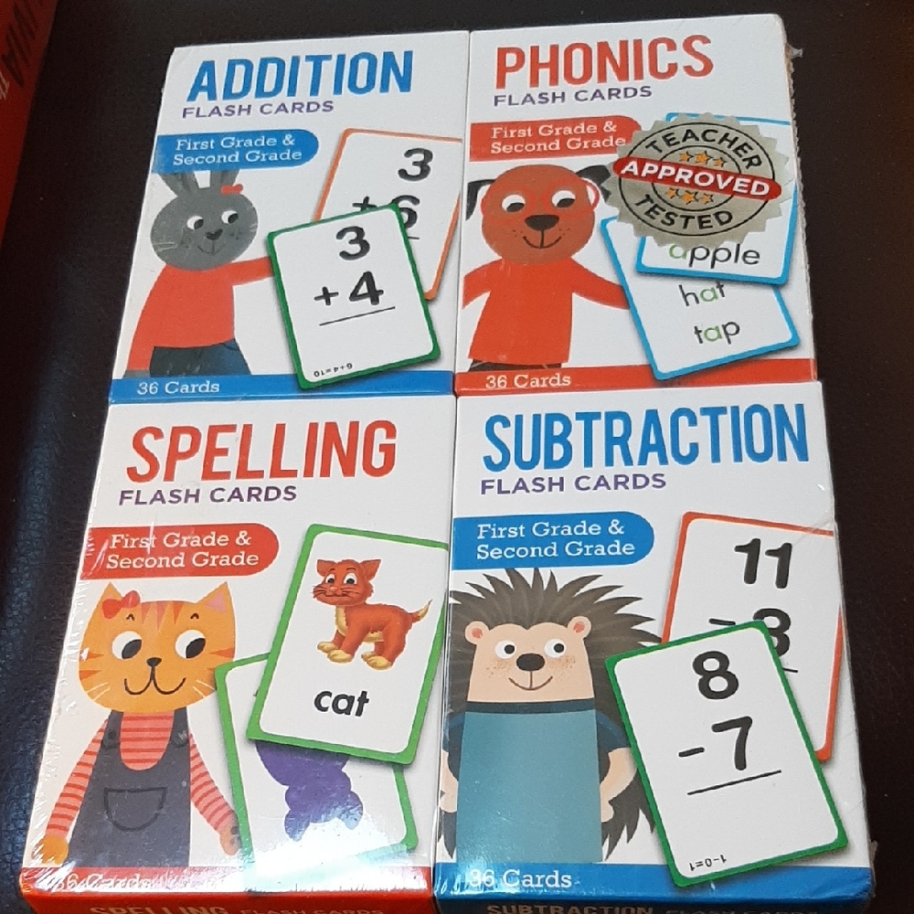 Educational Flash Card Set - Addition, Phonics, Spelling & Subtraction